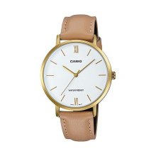 Casio Analog Round Case Tan Leather Watch Casio Analog Round Case Tan Leather Watch